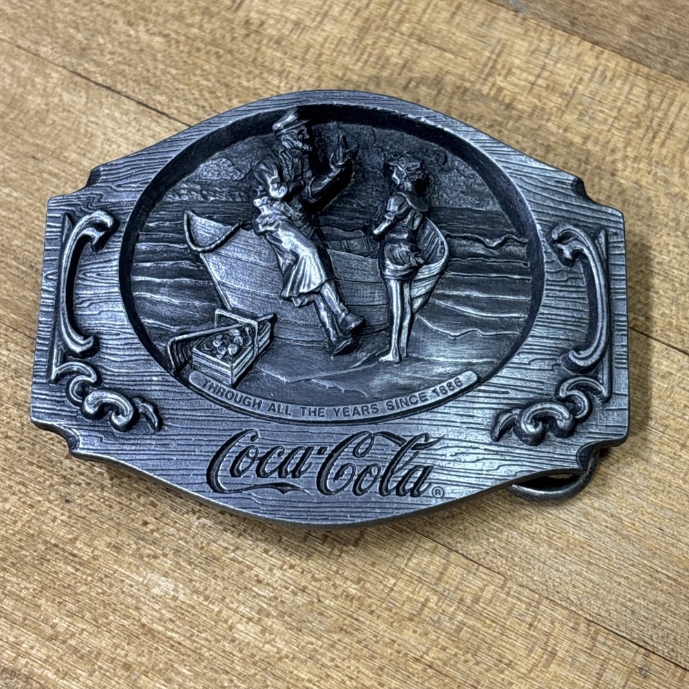 Vintage 1990 Coca-Cola Siskiyou Pewter Belt Buckle M-90 Since 1886 Nautical